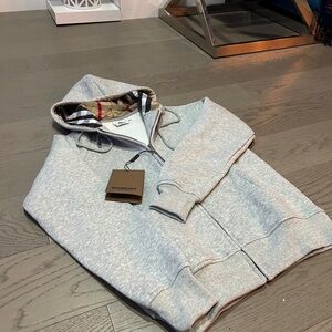 Burberry Light Gray Men's Zip-Up Sweater